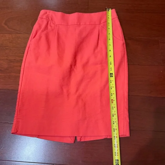 J. Crew The Pencil Skirt Coral Orange Cotton Size 0 - Picture 3 of 7